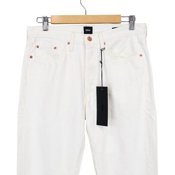 Edwin Hana Classic Straight Crop Button Fly Denim Jean White Noise Size 30 NWT - Picture 2 of 8